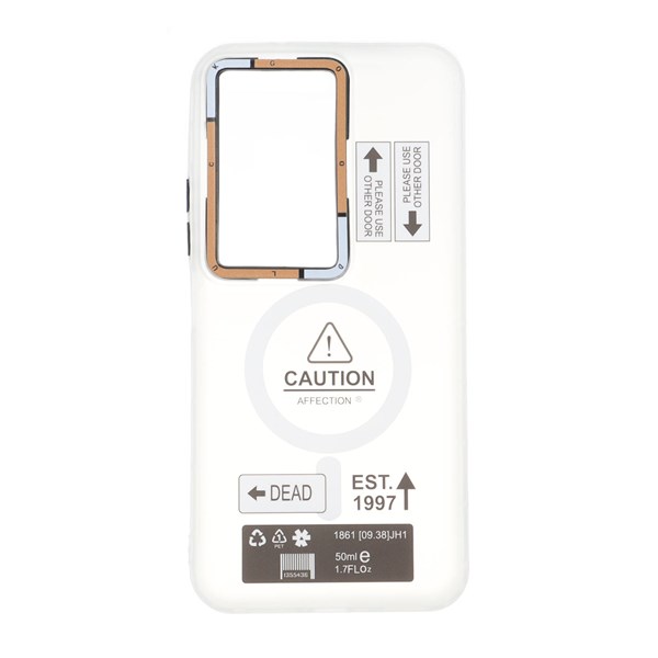 قاب Caution دور مات طرح مگ سیف Xiaomi Redmi 15 4G - سفید