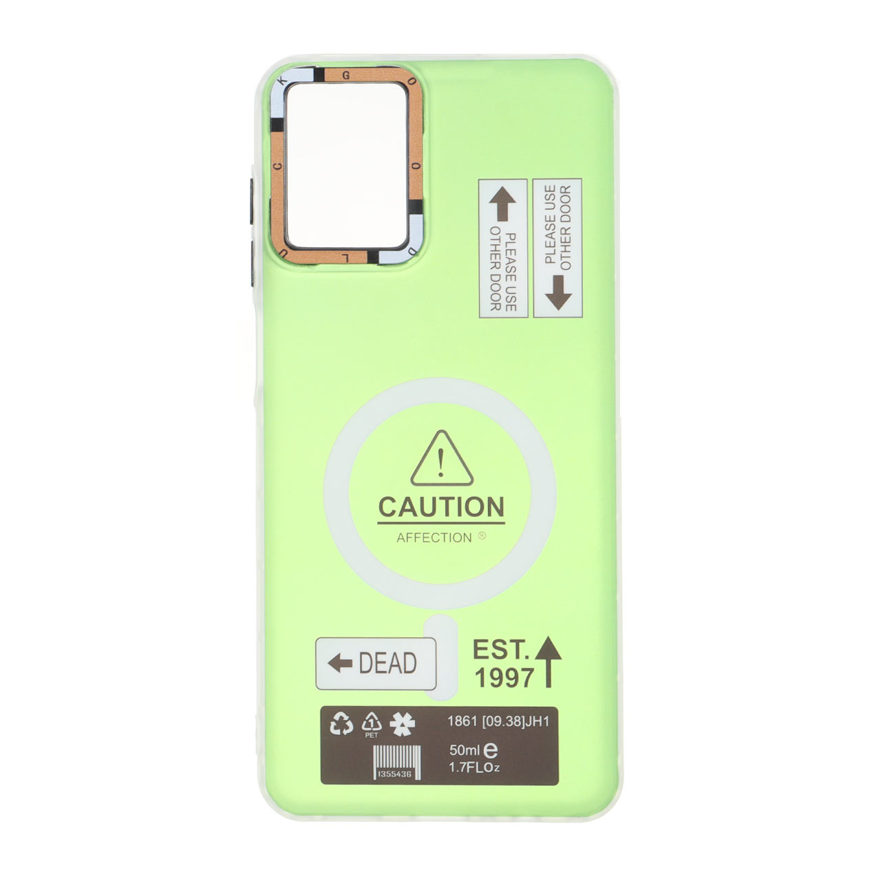 قاب Caution دور مات طرح مگ سیف Samsung Galaxy A07 - سبز