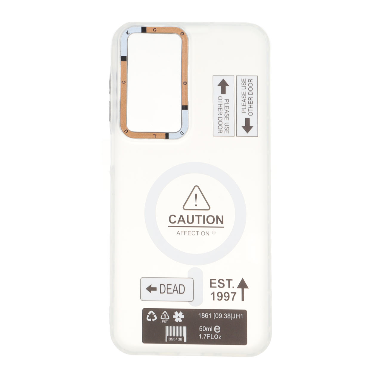 قاب Caution دور مات طرح مگ سیف Samsung Galaxy A17 / A26 - سفید