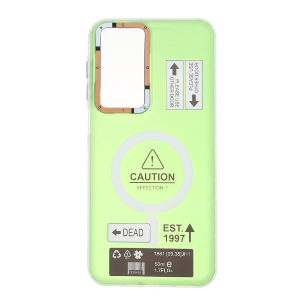 قاب Caution دور مات طرح مگ سیف Samsung Galaxy A17 / A26 - سبز