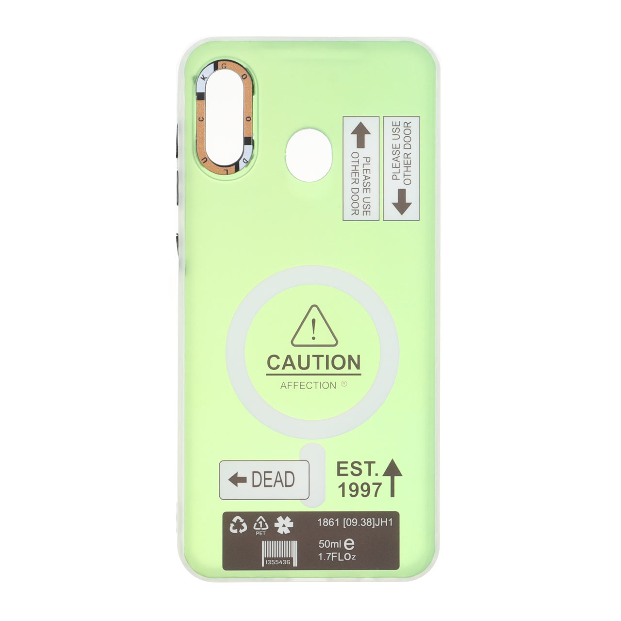قاب Caution دور مات طرح مگ سیف Samsung Galaxy A30 / A20 - سبز