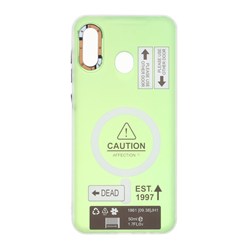 قاب Caution دور مات طرح مگ سیف Samsung Galaxy A30 / A20 - سبز