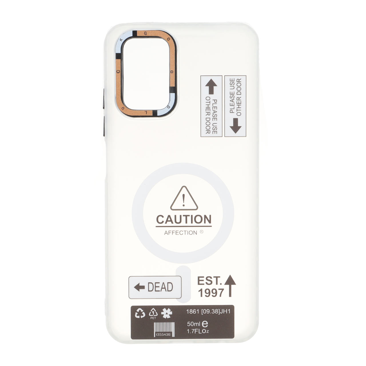 قاب Caution دور مات طرح مگ سیف Xiaomi Redmi Note 10 4G / Redmi Note 10S / Poco M5S - سفید