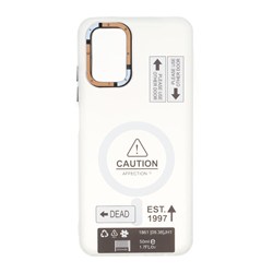 قاب Caution دور مات طرح مگ سیف Xiaomi Redmi Note 10 4G / Redmi Note 10S / Poco M5S - سفید