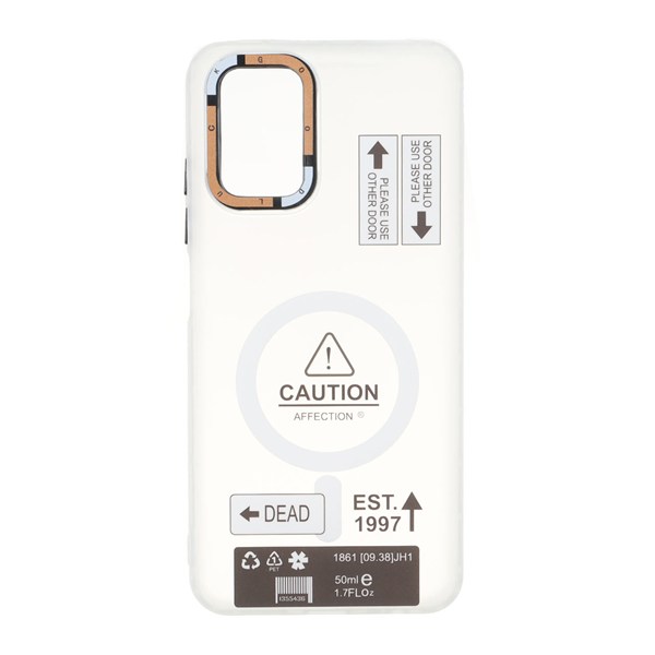قاب Caution دور مات طرح مگ سیف Xiaomi Redmi Note 10 4G / Redmi Note 10S / Poco M5S - سفید