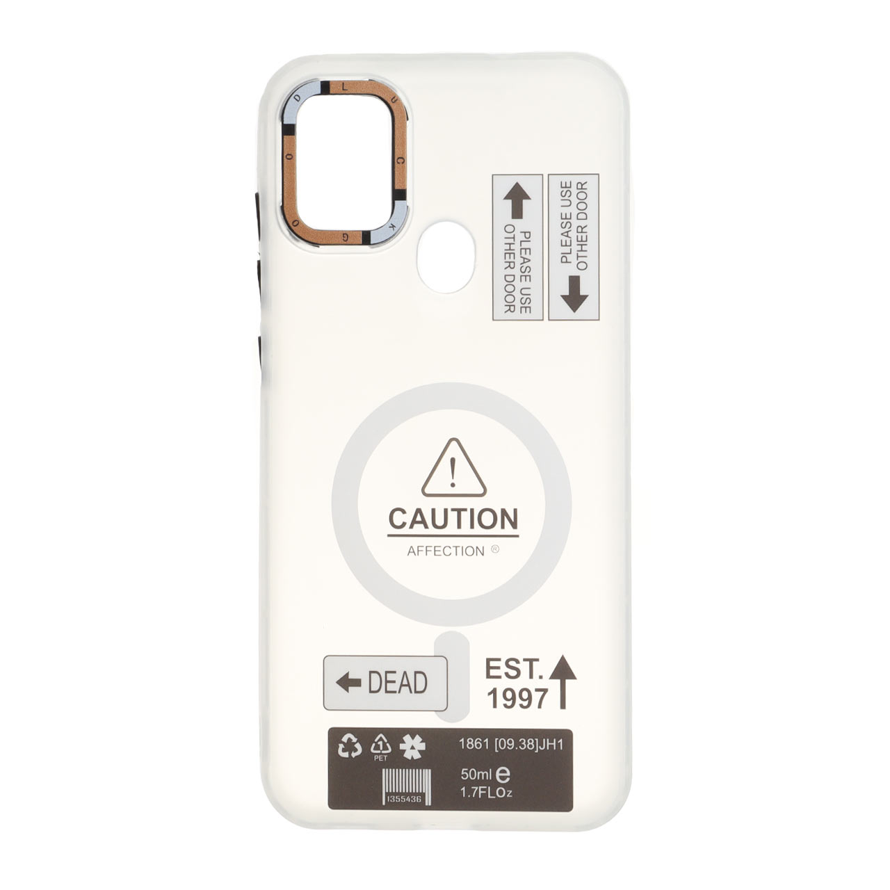 قاب Caution دور مات طرح مگ سیف Samsung Galaxy A11 / M11 - سفید