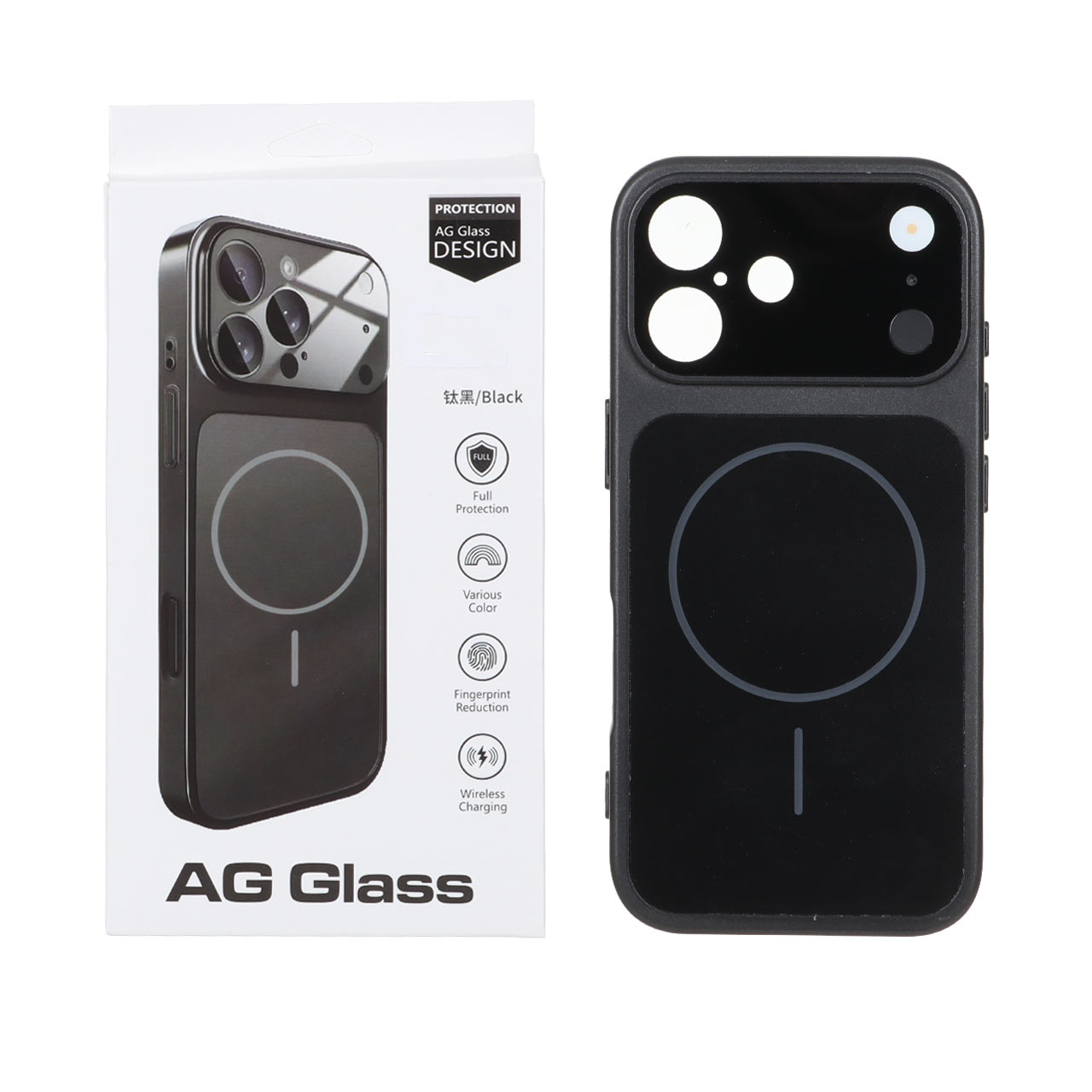 قاب اورجینال AG Glass محافظ لنز برجسته براق Magsafe مدل Apple iPhone 17 - مشکی
