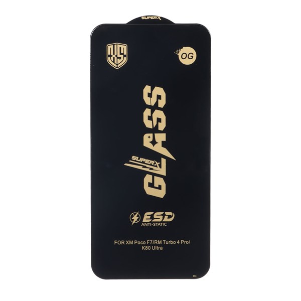 محافظ صفحه نمایش شیشه ای درجه یک Full Cover Super X OG - ESD OVOG مدل Xiaomi Redmi Note 15 Pro 5G / Mi 15T / Mi 15T Pro / Poco F7