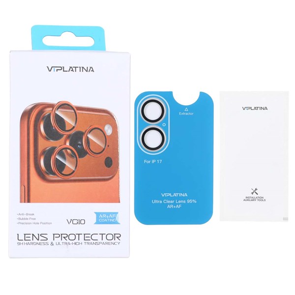 محافظ لنز رینگی اورجینال VIPLATINA شابلون دار Apple iPhone 17 - نقره ای (پک دار)