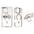 قاب اورجینال New Skin شفاف کریستالی MagSafe لنز استندشو Apple iPhone 17 Pro Max - صحرایی (پک دار)