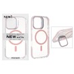 قاب اورجینال New Skin شفاف کریستالی MagSafe لنز استندشو Apple iPhone 17 - صورتی (پک دار)