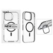 قاب اورجینال New Skin شفاف کریستالی MagSafe لنز استندشو Apple iPhone 16 Pro Max - مشکی (پک دار)