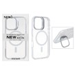 قاب اورجینال New Skin شفاف کریستالی MagSafe لنز استندشو Apple iPhone 16 - سفید (پک دار)