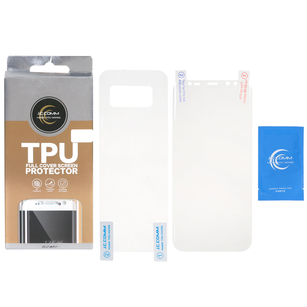 محافظ صفحه نمایش Foll cover J.C.COMM TPU با برچسب پشت گوشی Samsung Galaxy S8 Plus / S9 Plus - (پک دار)