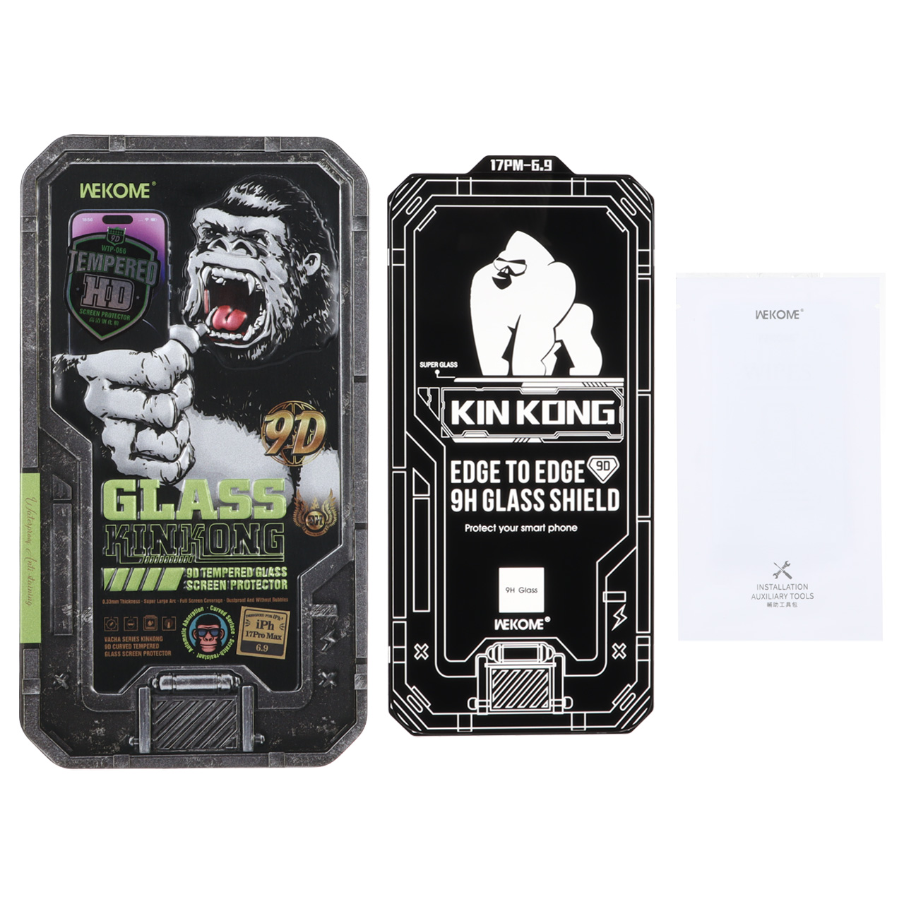 محافظ صفحه نمایش شیشه ای فوق شفاف اورجینال Wekome King Kong مدل Apple iPhone 17 Pro Max (پک فلزی) - NTC
