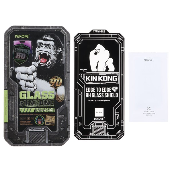 محافظ صفحه نمایش شیشه ای فوق شفاف اورجینال Wekome King Kong مدل Apple iPhone 17 Pro Max (پک فلزی) - NTC