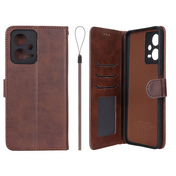 کیف موبایل مگنتی درجه یک داخل خز MNC Plus مدل Xiaomi Redmi Note 12 5G / Poco X5 5G - قهوه ای