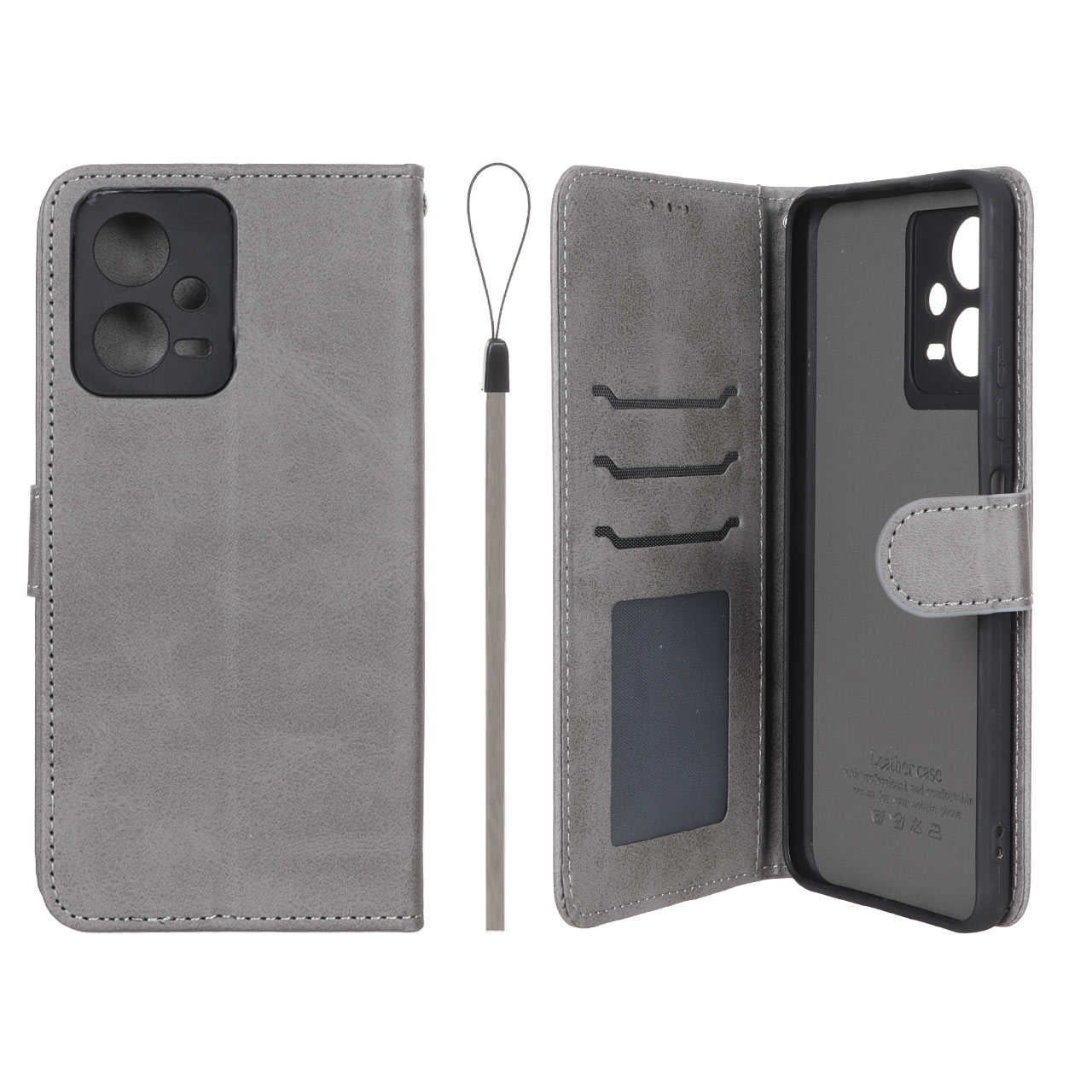کیف موبایل مگنتی درجه یک داخل خز MNC Plus مدل Xiaomi Redmi Note 12 5G / Poco X5 5G - خاکستری