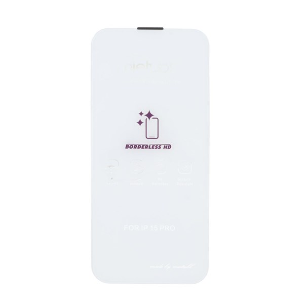 محافظ صفحه نمایش شیشه ای Mietubl 3D Large Arc مدل Apple iPhone 15 pro بدون حاشیه - NTC