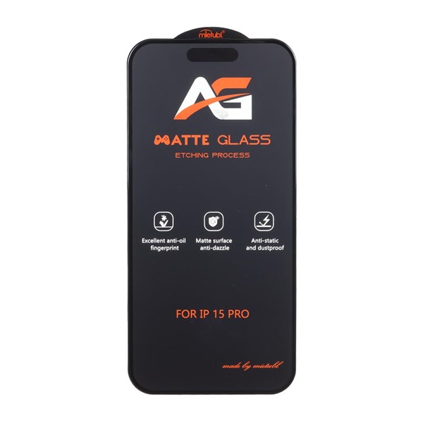 محافظ صفحه نمایش شیشه ای مات Full Cover Anti Static Mietubl AG مدل NTC - Apple iPhone 15 Pro