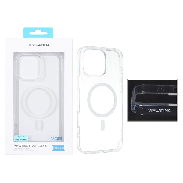 قاب اورجینال VIPLATINA پشت سخت MagSafe شفاف Apple iPhone 16 Pro Max (پک دار)