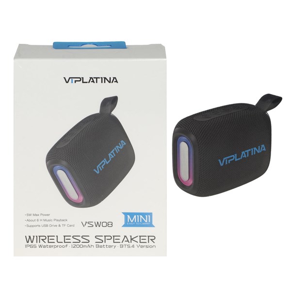 اسپیکر بی سیم ضدآب VIPLATINA مدل VSW08 5W - مشکی (گارانتی 18 ماه تعویض نیکان همراه)