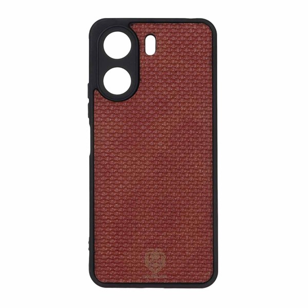 قاب طرح چرم حصیری Golden lion مدل Xiaomi Redmi 13C / Poco C65 - قهوه ای