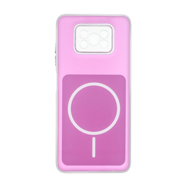 قاب مستطیلی مات طرح مگ سیف لنز شفاف Xiaomi Poco X3 / Poco X3 Pro / Poco X3 NFC - سرخابی