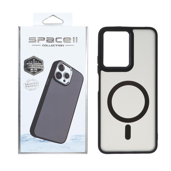 قاب Space مات لنز کربن طرح مگ سیف Xiaomi Redmi Note 12 4G - مشکی (پک دار)