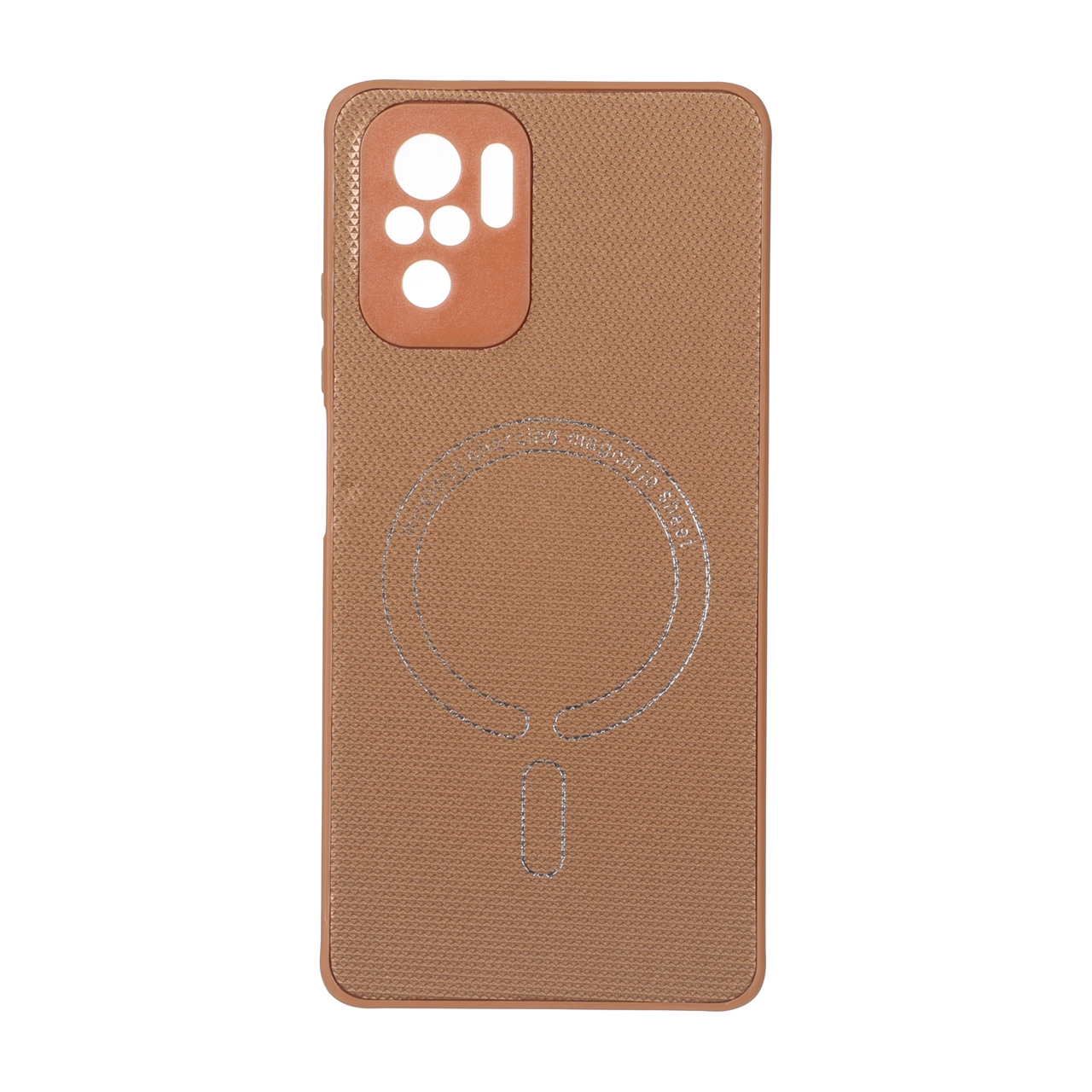 قاب سوزنی طرح مگ سیف نقره ای محافظ لنزدار Xiaomi Redmi Note 10 4G / Redmi Note 10S / Poco M5S - عسلی