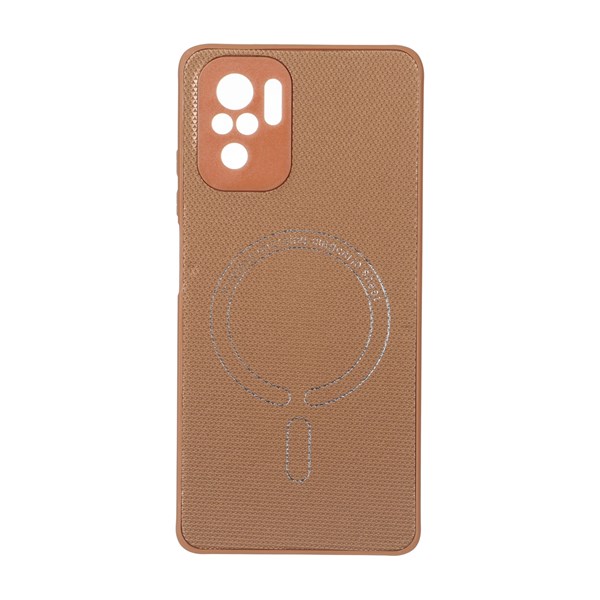 قاب سوزنی طرح مگ سیف نقره ای محافظ لنزدار Xiaomi Redmi Note 10 4G / Redmi Note 10S / Poco M5S - عسلی