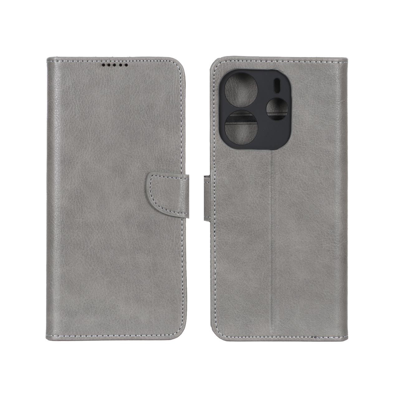 کیف چرمی موبایل مگنتی محافظ لنزدار KRF مدل Xiaomi Redmi Note 14 4G - طوسی