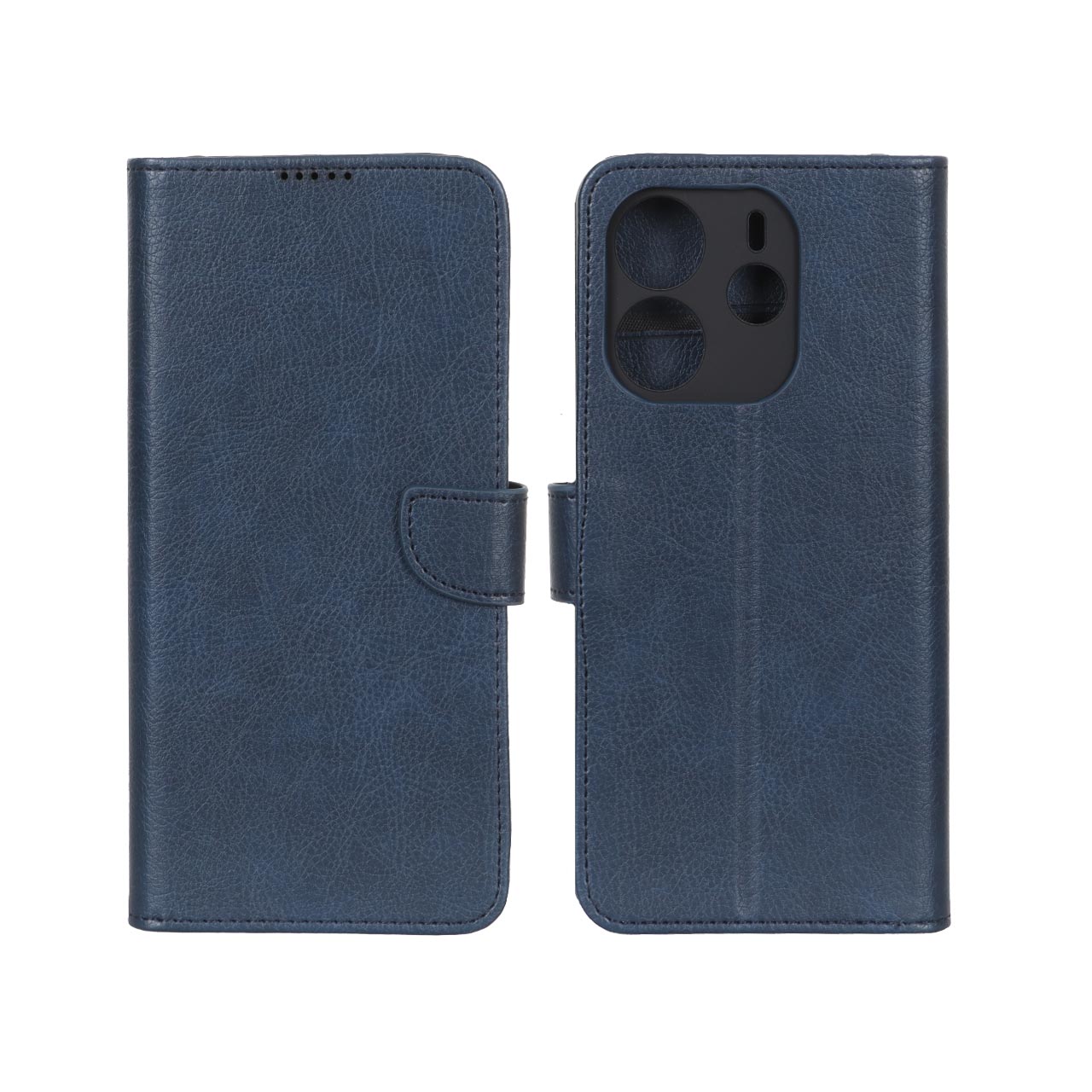 کیف چرمی موبایل مگنتی محافظ لنزدار KRF مدل Xiaomi Redmi Note 14 4G - سرمه ای