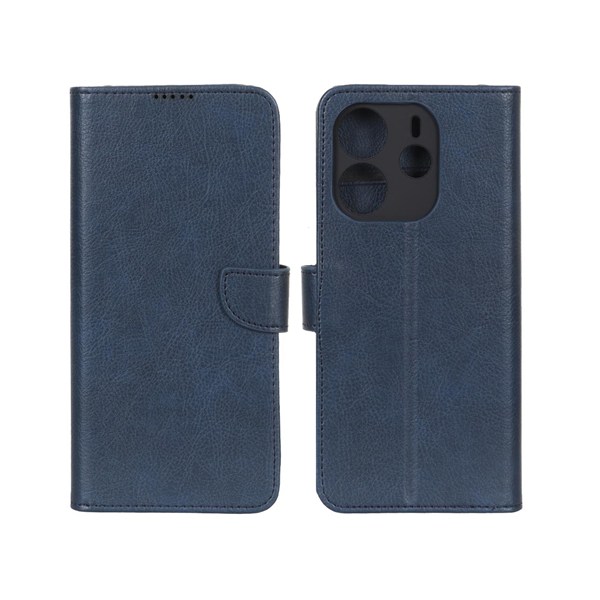 کیف چرمی موبایل مگنتی محافظ لنزدار KRF مدل Xiaomi Redmi Note 14 4G - سرمه ای
