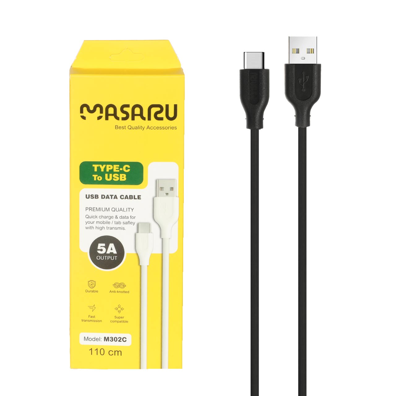 کابل شارژ 1.1 متری فست Masaru Type-C مدل M302C - مشکی - SMO