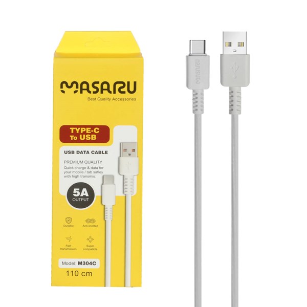 کابل شارژ 1.1 متری فست Masaru Type-C مدل M304C - سفید - SMO