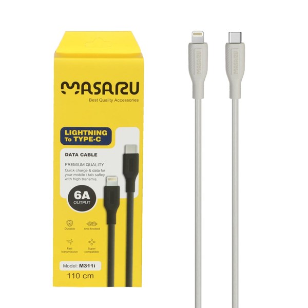 کابل شارژ 1.1 متری فست Masaru Type-C to Lightning مدل M311i - سفید - SMO