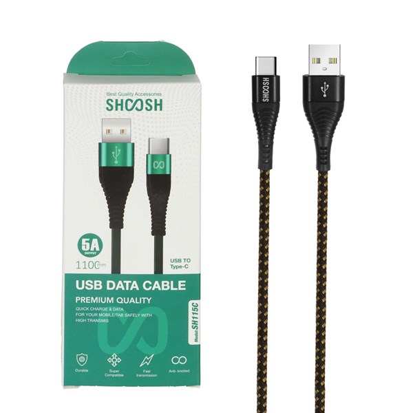 کابل شارژ کنفی 1.1 متری فست Shoosh Type-C مدل SH115C - مشکی طلایی - SMO