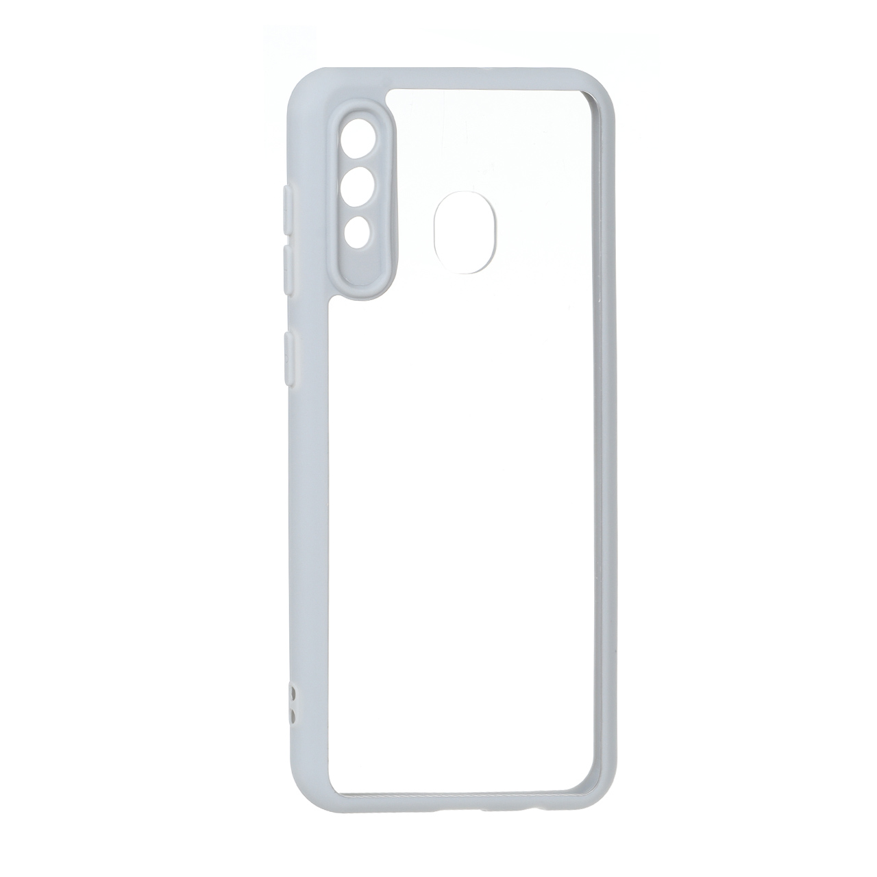 قاب پشت سخت شفاف محافظ لنزدار دور رنگی Samsung Galaxy A30 / A20 - طوسی