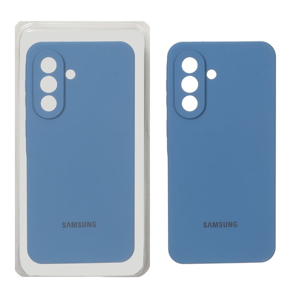 قاب سیلیکونی پاک کنی محافظ لنزدار اورجینال Samsung Galaxy A57 - آبی تیره (پک اصلی)
