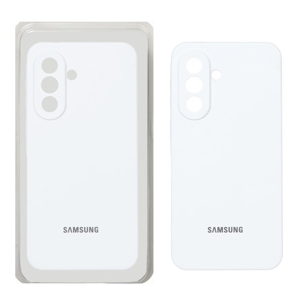 قاب سیلیکونی پاک کنی محافظ لنزدار اورجینال Samsung Galaxy A57 - سفید (پک اصلی)