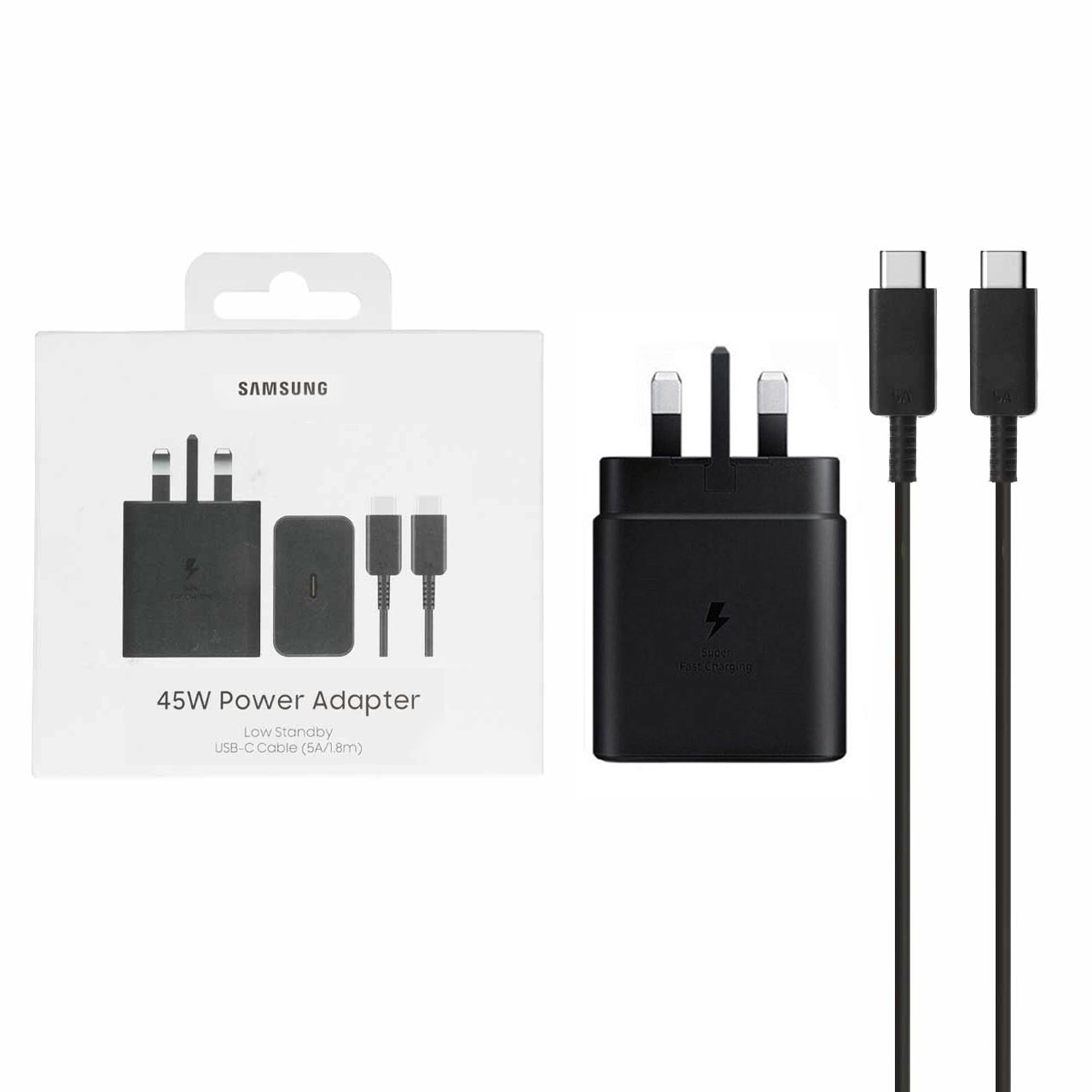 شارژر دیواری سه پین PD و فست Samsung مدل T4511 45W به همراه کابل شارژ Type-C To Type-C - اصلی - مشکی (گارانتی شش ماهه شرکتی)