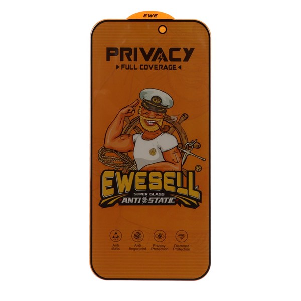 محافظ صفحه نمایش شیشه ای Full Cover Ewesell Anti Static Privacy مدل Apple iPhone 17 Pro Max