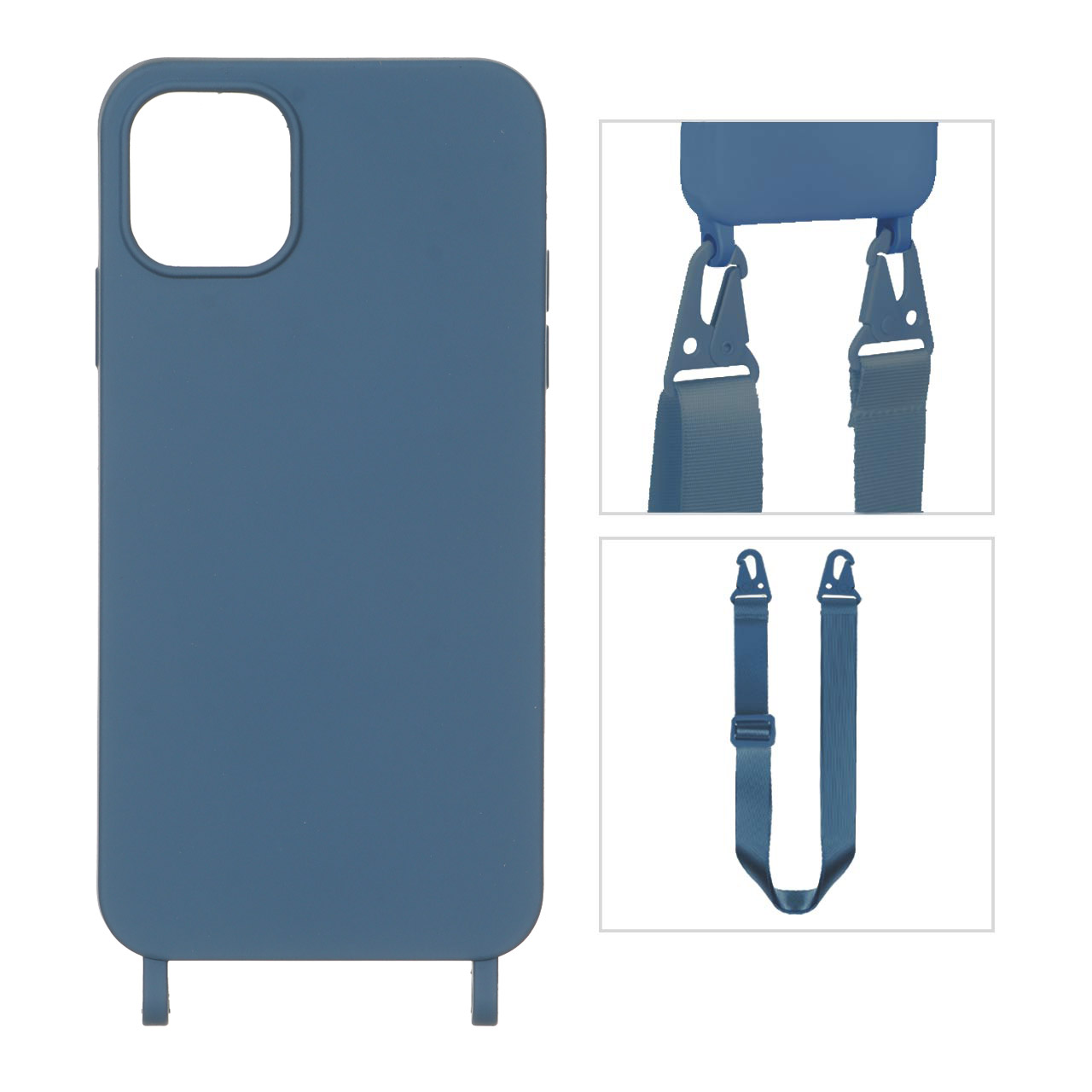 قاب CrossBody با بند لندیار Apple iPhone 11 Pro Max - آبی تیره