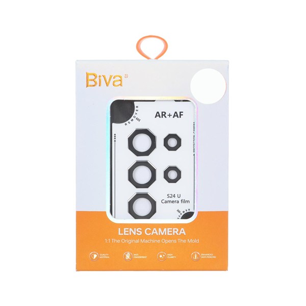محافظ لنز رینگی اورجینال Biva شابلون دار AR AF مدل Samsung Galaxy S24 Ultra - مشکی (پک دار)