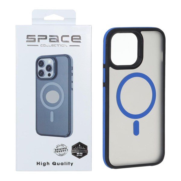 قاب Space مات Magsafe دور هاشور Apple iPhone 13 Pro Max - آبی (پک دار)