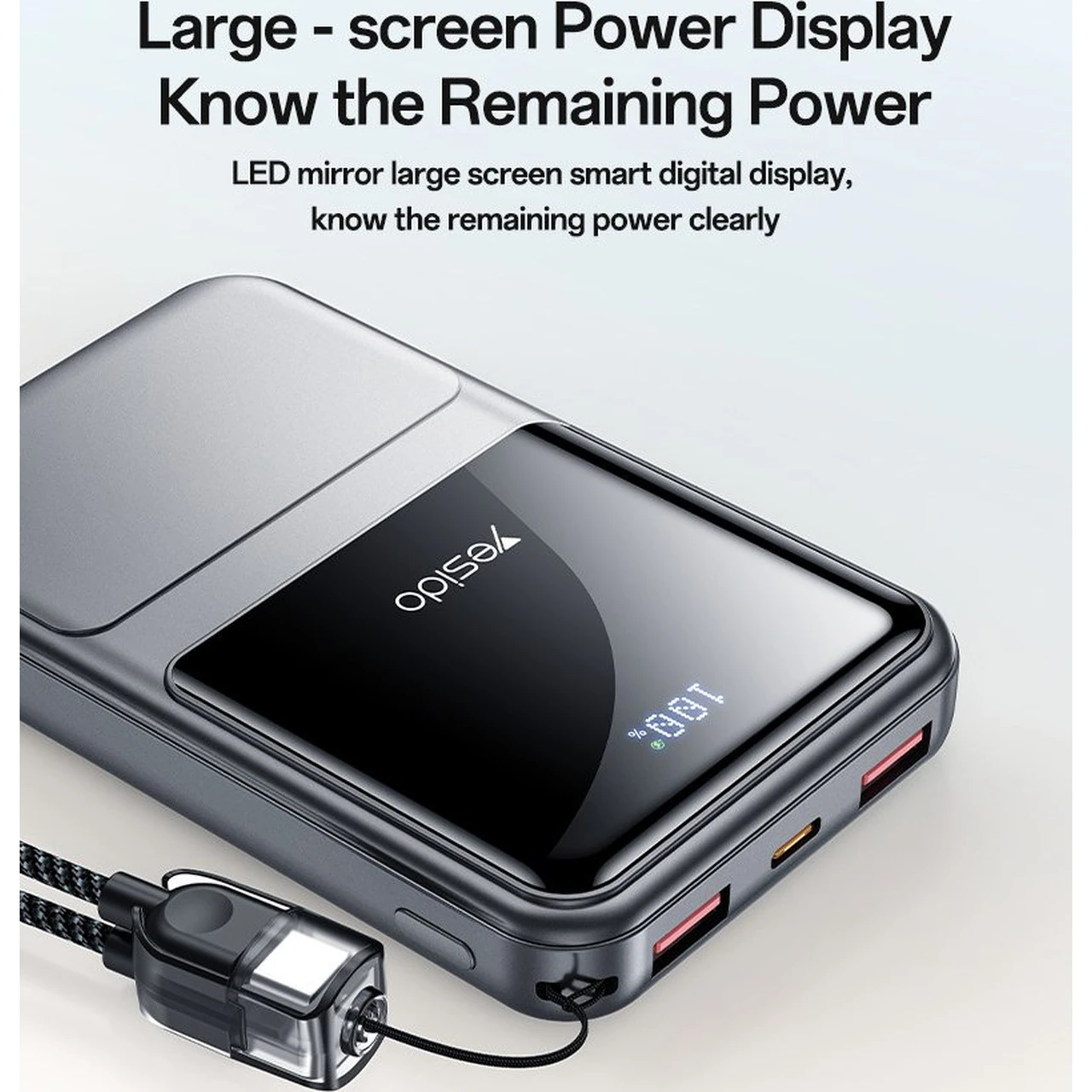 پاوربانک PD و فست شارژ Yesido 20000mAh مدل YP96 22.5W - نقره ای (گارانتی 18 ماه تعویض نیکان همراه)