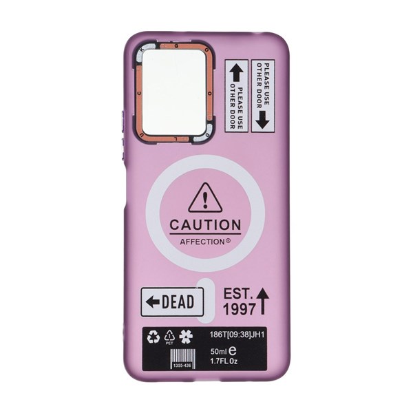 قاب Caution مات طرح مگ سیف دکمه متال Xiaomi Redmi Note 12 4G - ارغوانی
