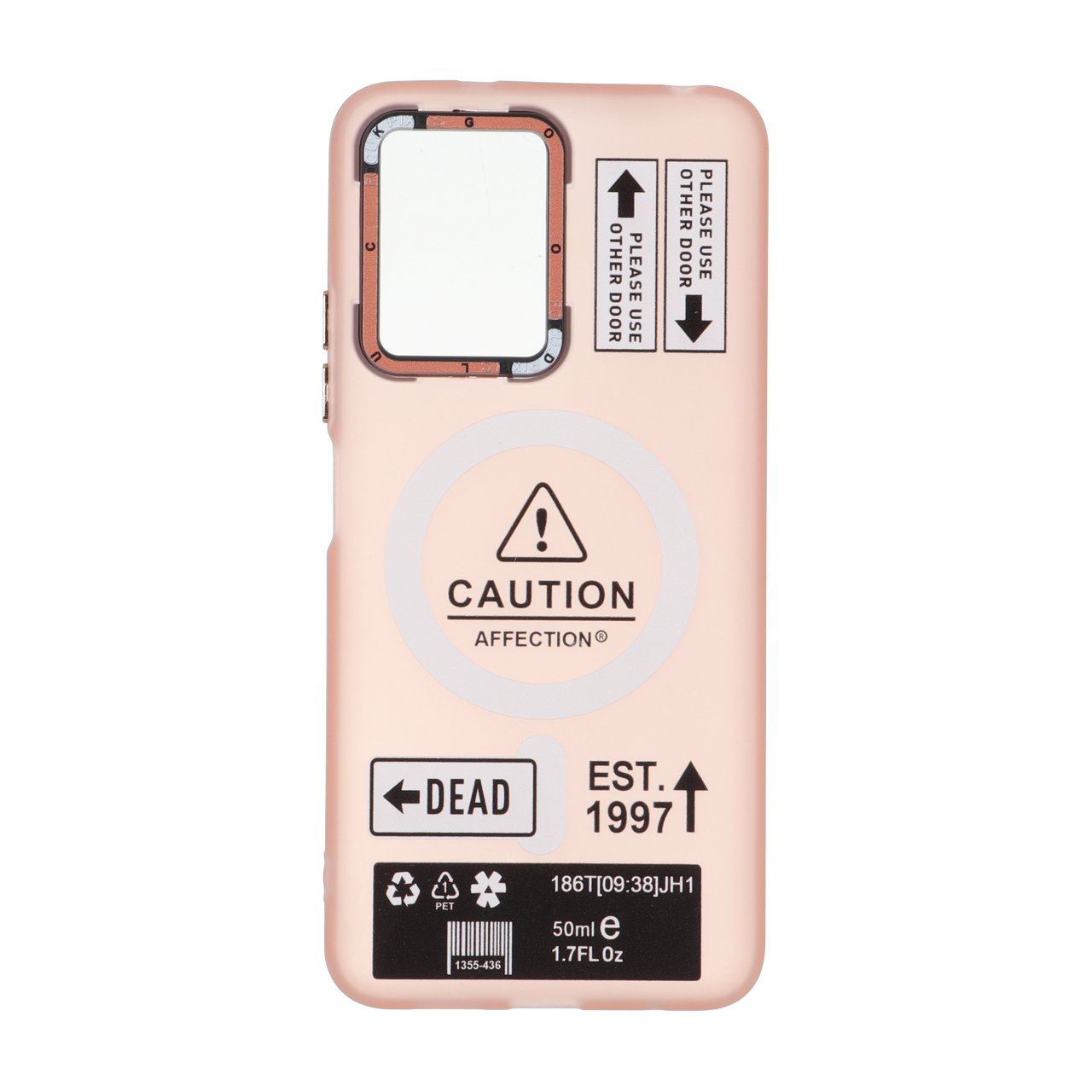 قاب Caution مات طرح مگ سیف دکمه متال Xiaomi Redmi Note 12 4G - صورتی