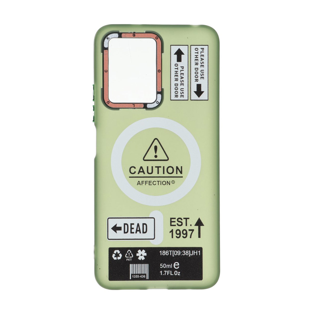قاب Caution مات طرح مگ سیف دکمه متال Xiaomi Redmi Note 12 4G - سبز